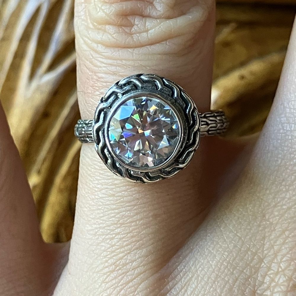 Authentic Moissanite Sterling Silver Ring Size 7